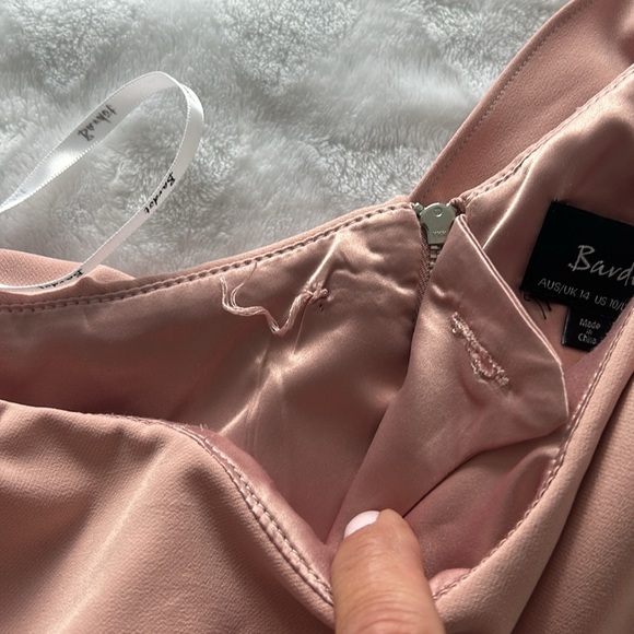 Bardot Dusty Rose One Shoulder Ruffle MIDI Cocktail Party Dress size 10 - Picture 11 of 11